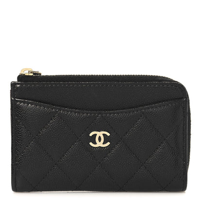 Chanel Caviar Quilted CC Zip Around Card Holder Black 1 of 7