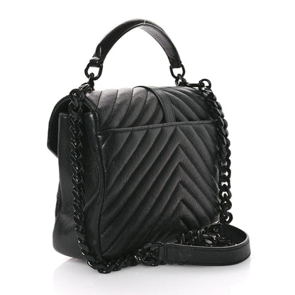 Saint Laurent Sheepskin Matelasse Chevron Monogram Monochrome Medium College Bag Black 3 of 7