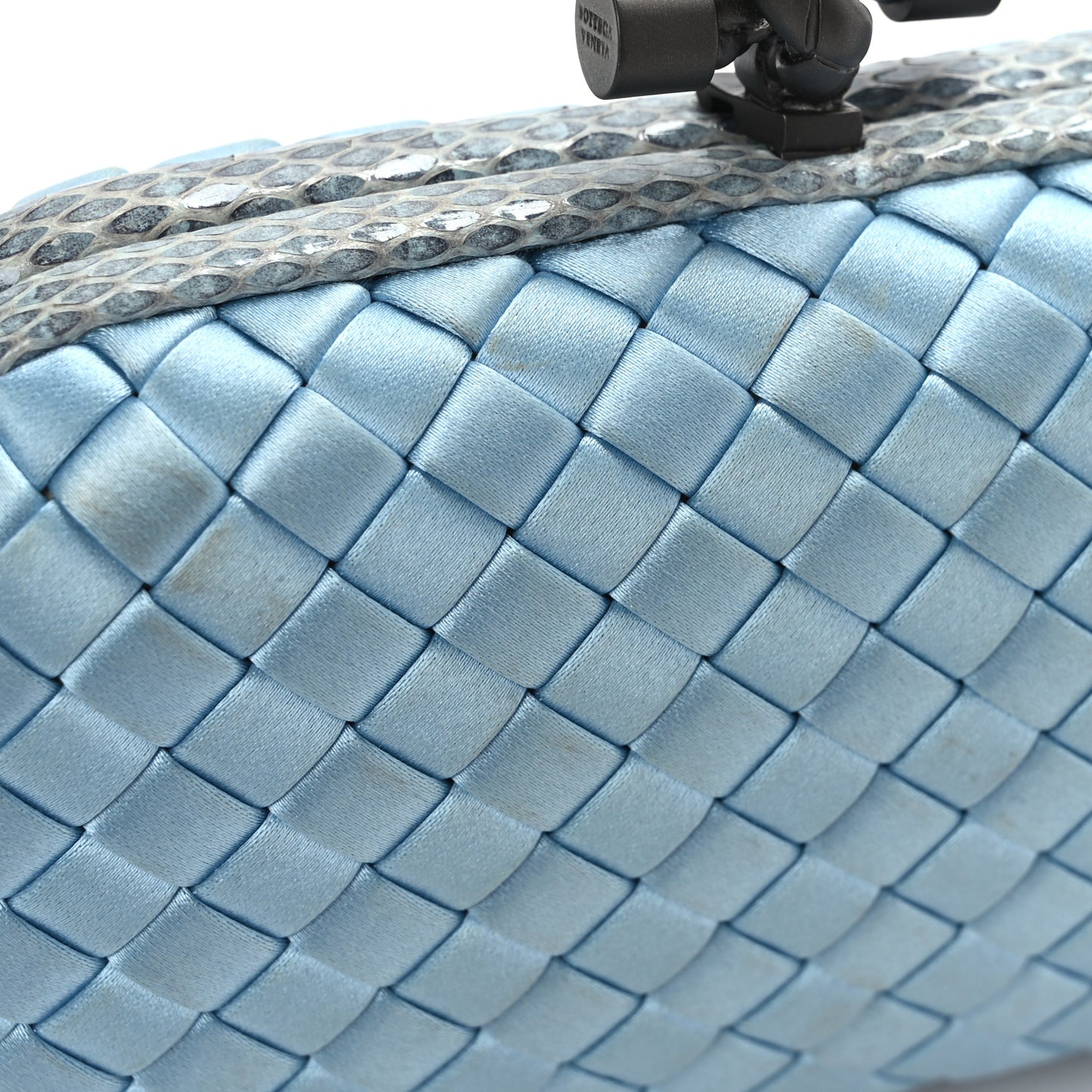 Satin Intreccio Impero Ayers Knot Clutch Ciel