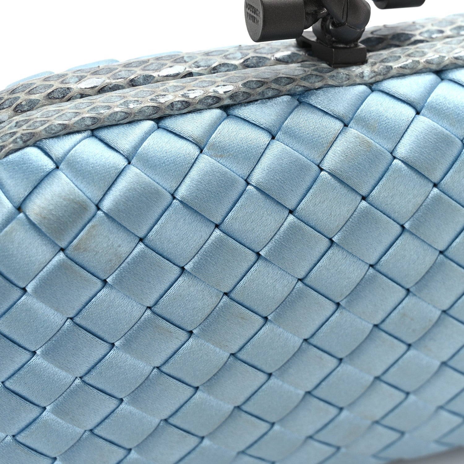 Bottega Veneta Satin Intreccio Impero Ayers Knot Clutch Ciel 10 of 10