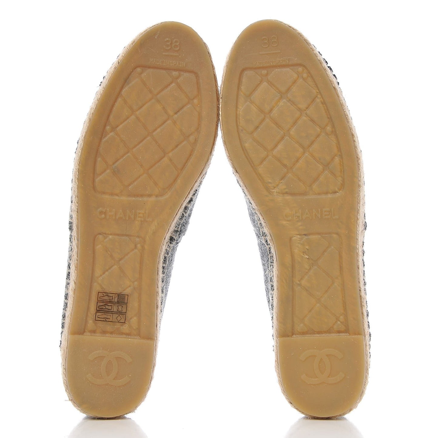 Tweed Velvet CC Espadrilles 38 Grey Black