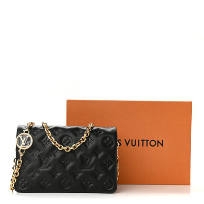 Louis Vuitton Lambskin Embossed Monogram Pochette Coussin Black 9 of 9