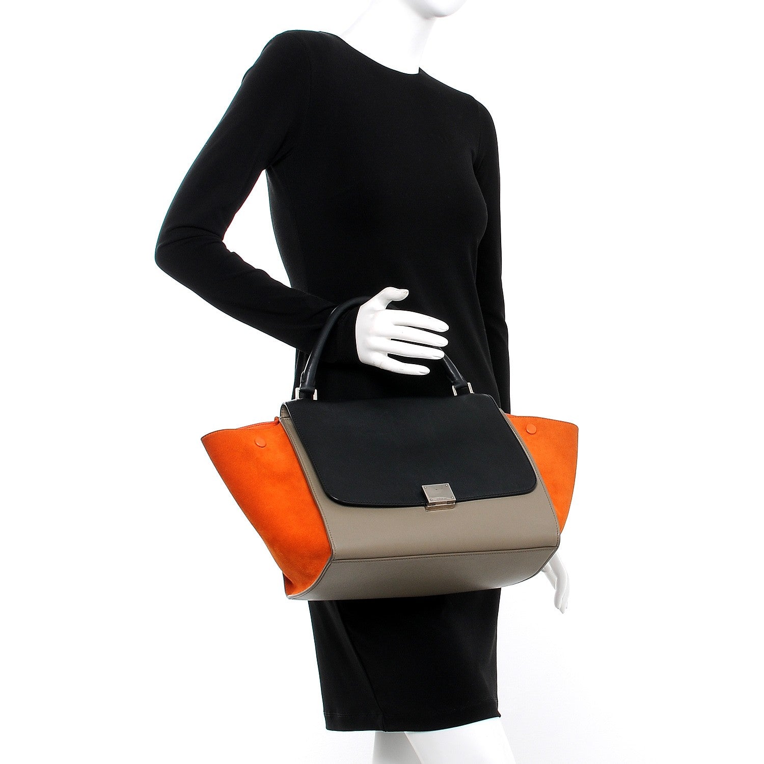 Celine Smooth Calfskin Nubuck Medium Tri-Color Trapeze 3 of 14