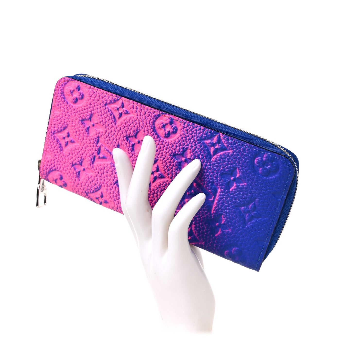 LOUIS VUITTON Taurillon Illusion Zippy Vertical Wallet Bleu Rose