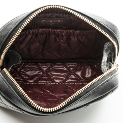 Chanel Lambskin Quilted Small Curvy Pouch Cosmetic Case Black 5 of 7