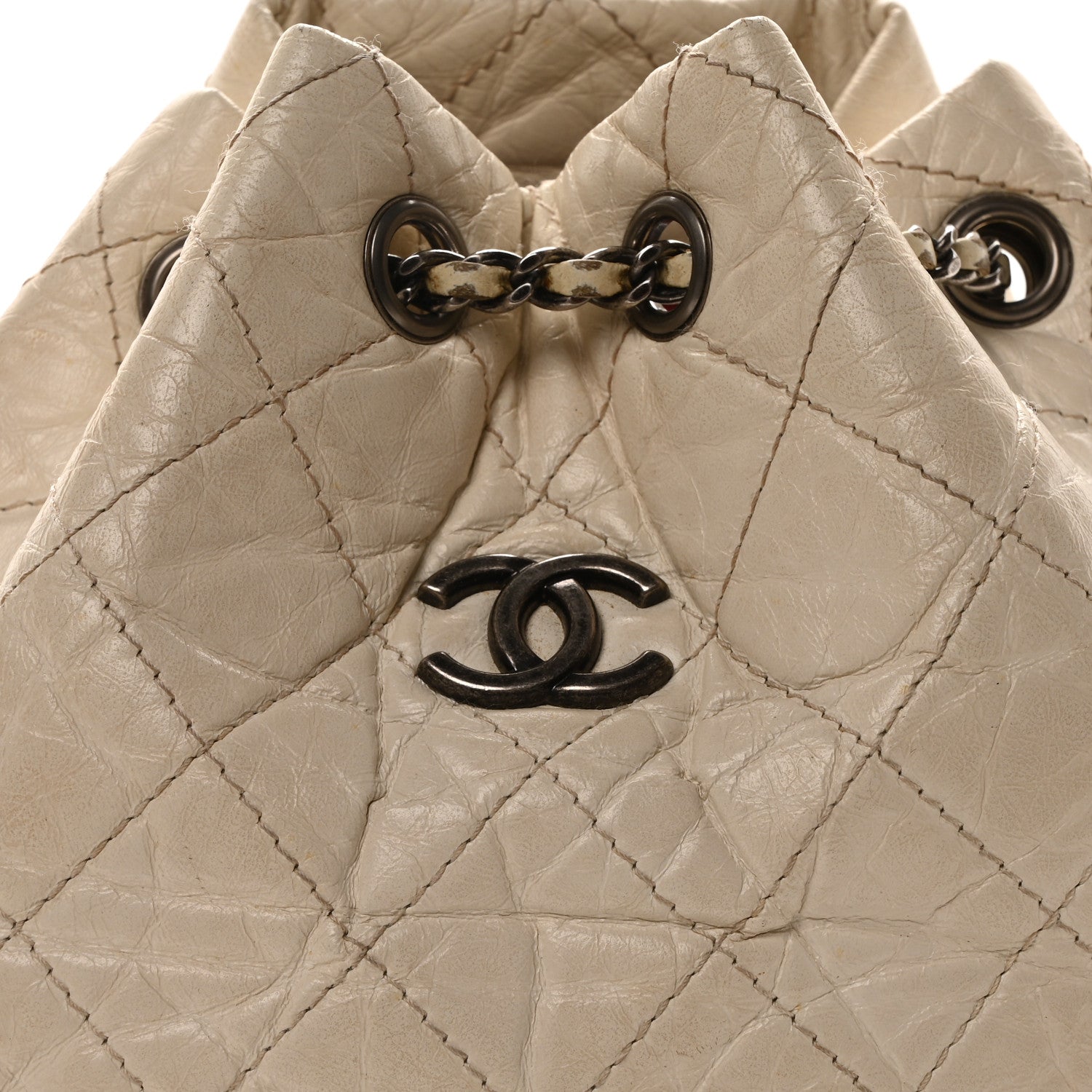 Chanel Aged Calfskin Quilted Small Gabrielle Backpack Black White 8 of 11