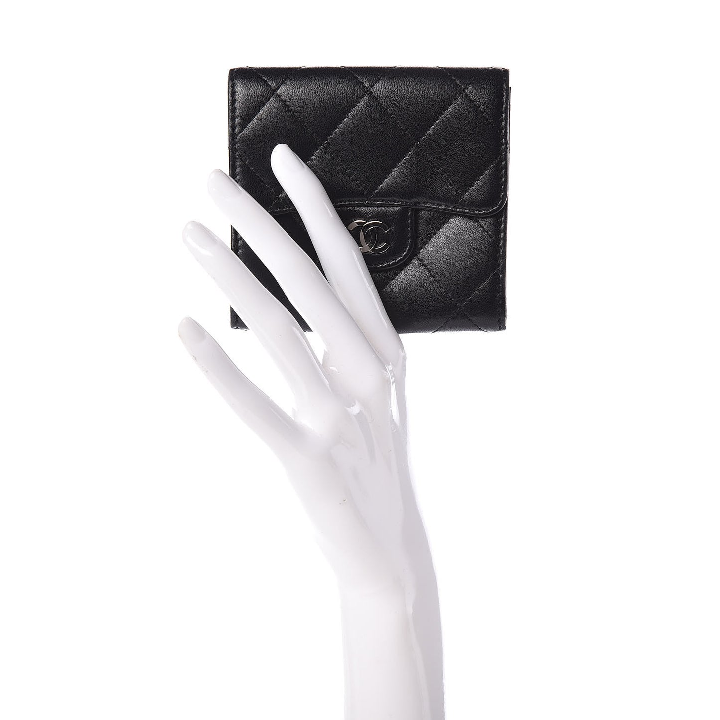 Lambskin Quilted Double Sided Wallet Black