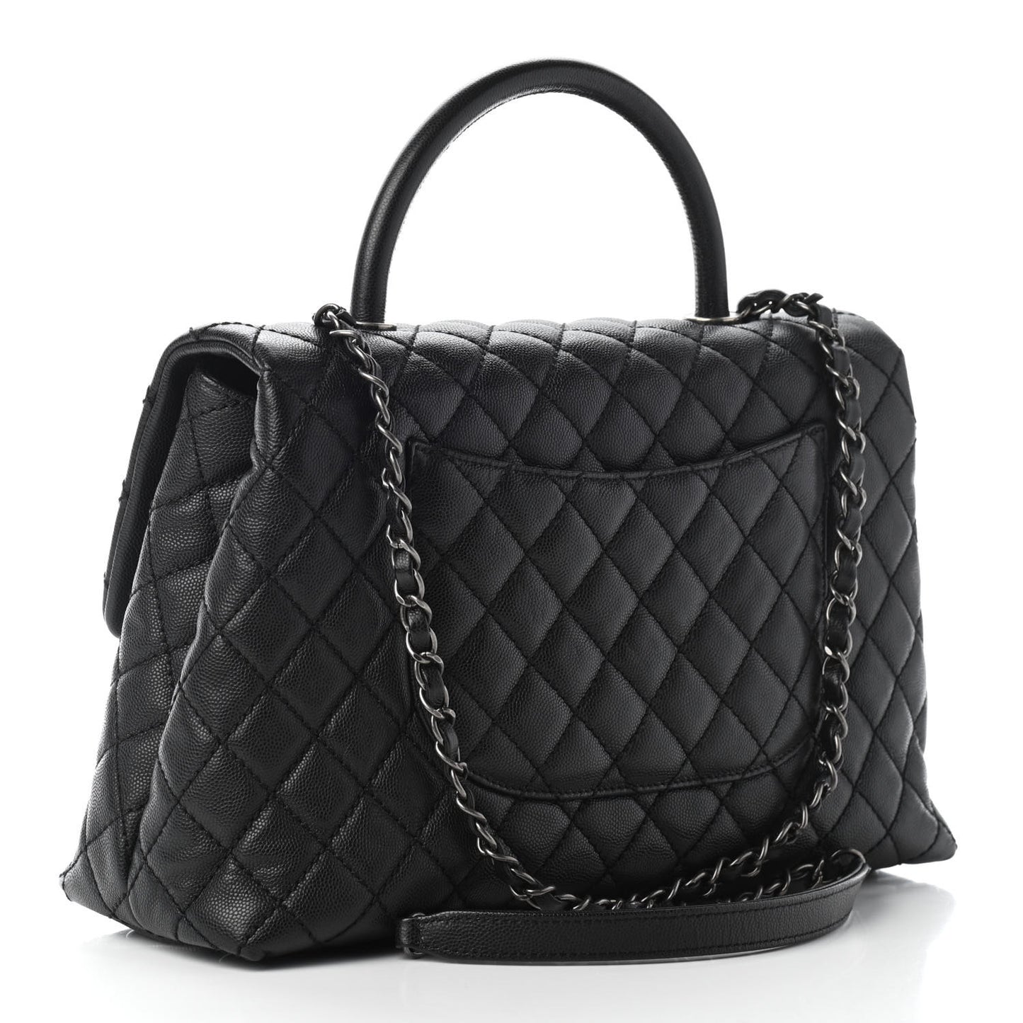 Caviar Quilted Medium Coco Handle Flap Black