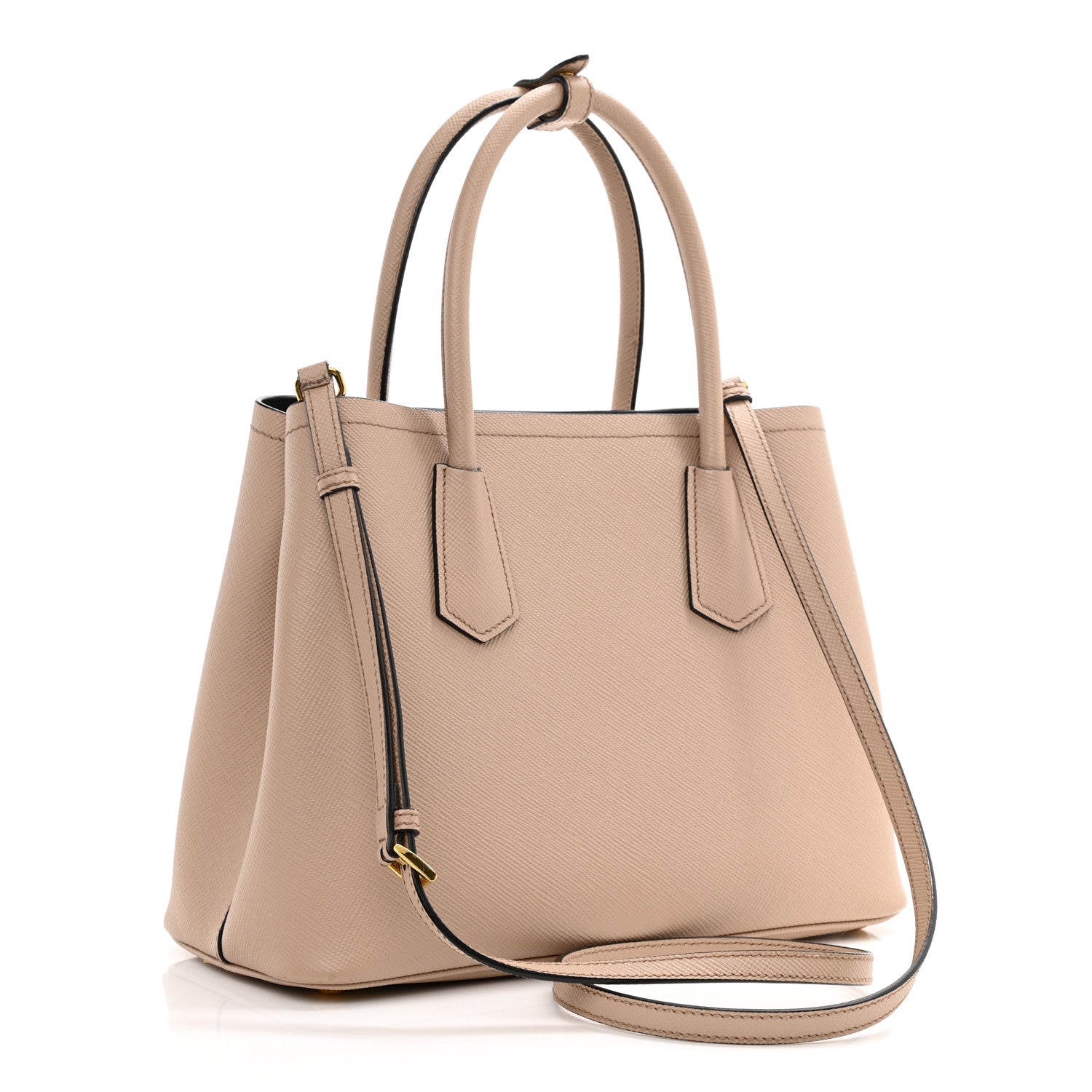 Prada Saffiano Cuir Small Double Bag Cammeo Black 5 of 13