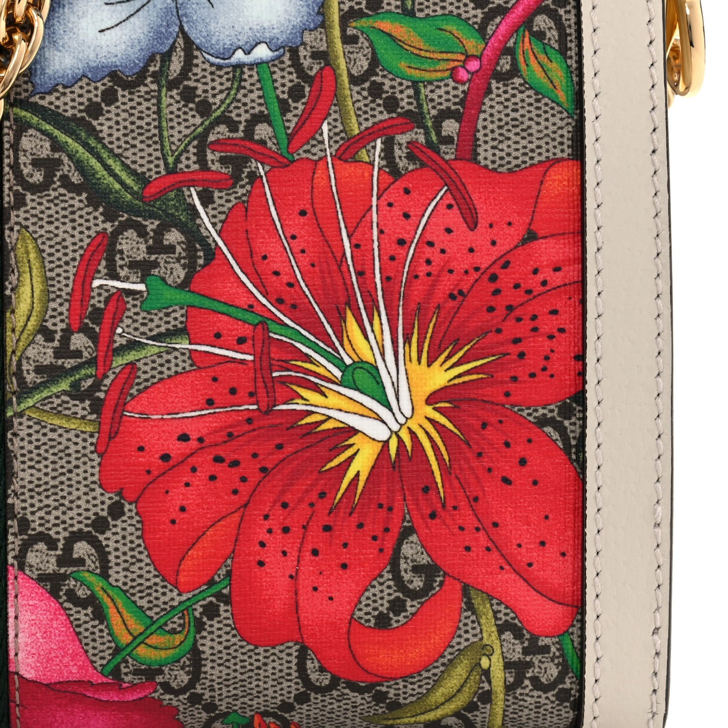 GG Supreme Monogram Flora Web Small Ophidia Chain Shoulder Bag White