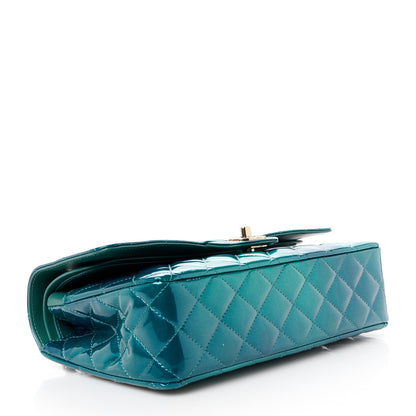 Chanel Shaded Patent Calfskin Quilted Medium Double Flap Green Blue 3 of 11