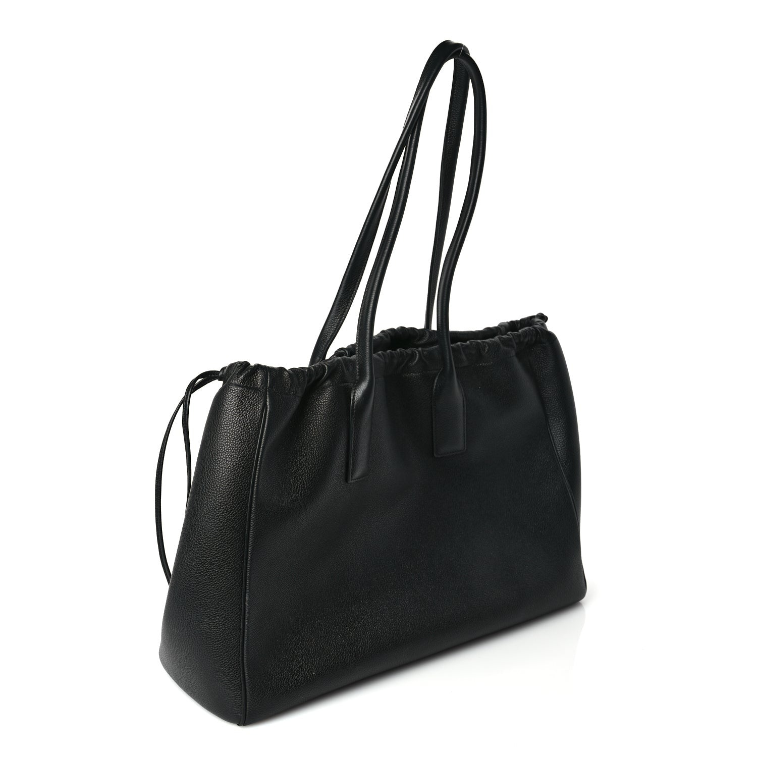 Celine Smooth Calfskin Cuir Triomphe Cabas Drawstring Black 2 of 8