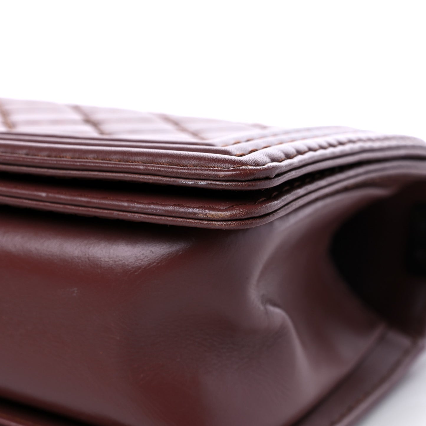 Calfskin Stitched Medium Boy Flap Brown