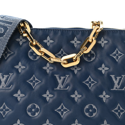 Louis Vuitton Lambskin Embossed Monogram Coussin PM Denim Blue 7 of 9