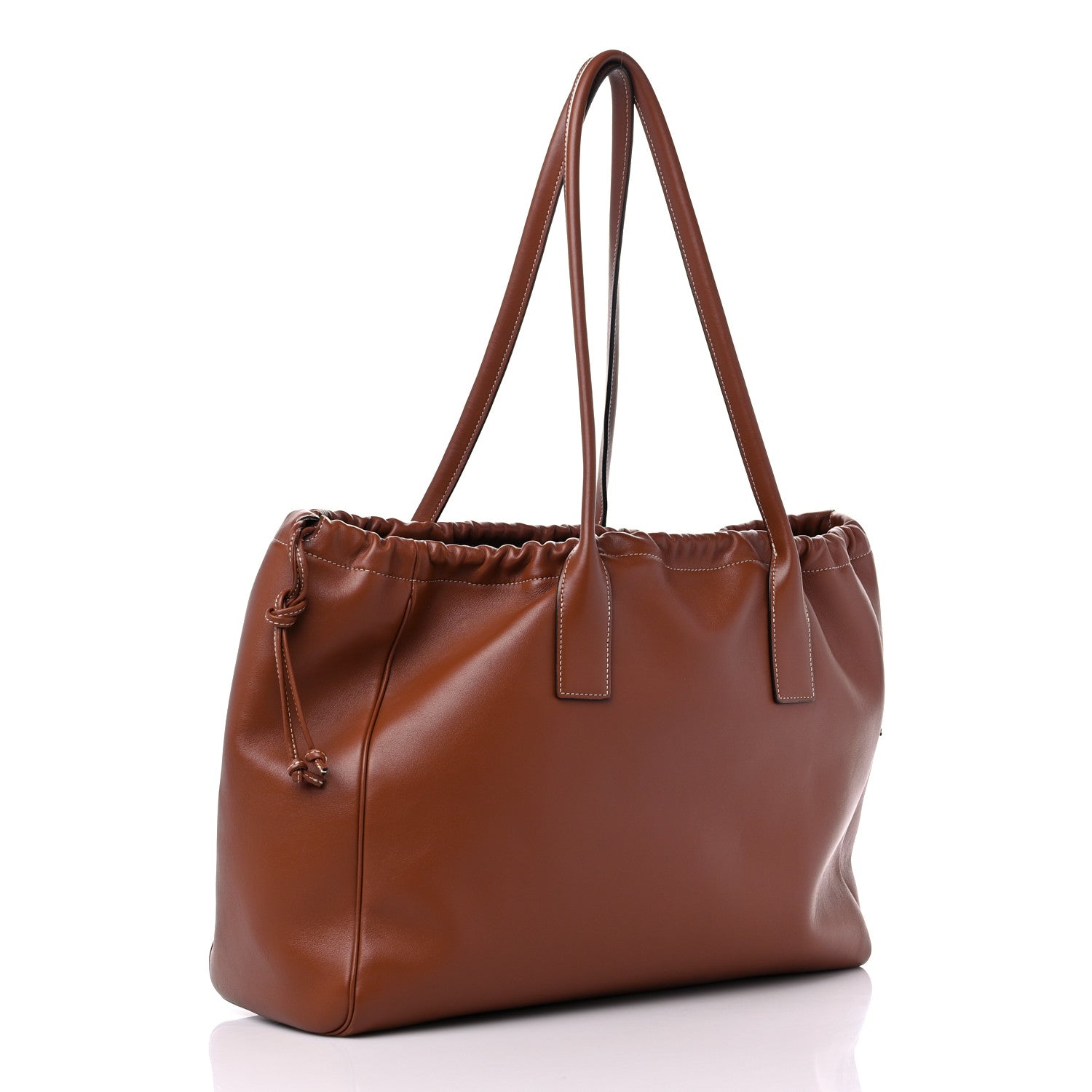 Celine Smooth Calfskin Cuir Triomphe Cabas Drawstring Tan 3 of 12