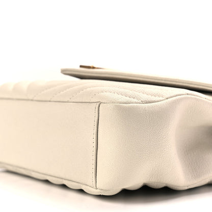 Saint Laurent Sheepskin Matelasse Chevron Monogram Medium College Bag Crema Soft 8 of 8