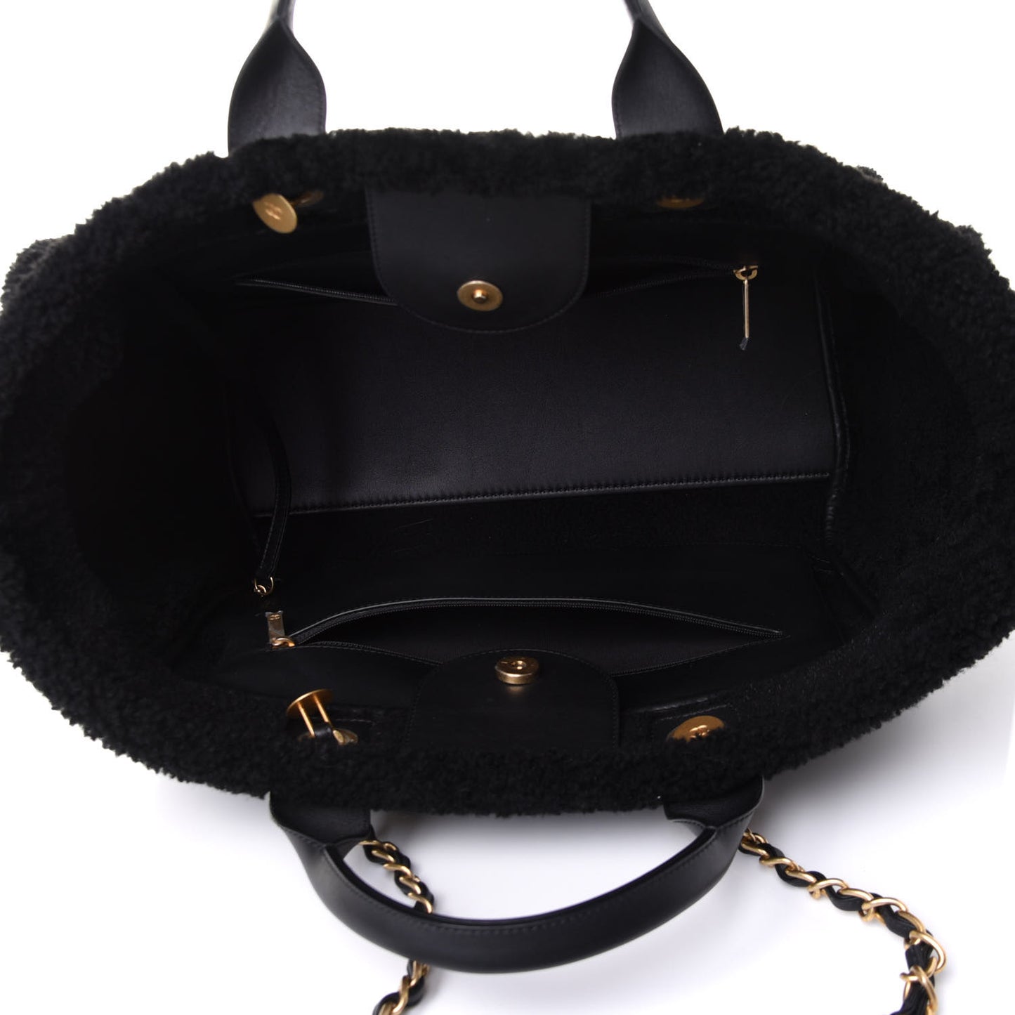Shearling Large Deauville Tote Black