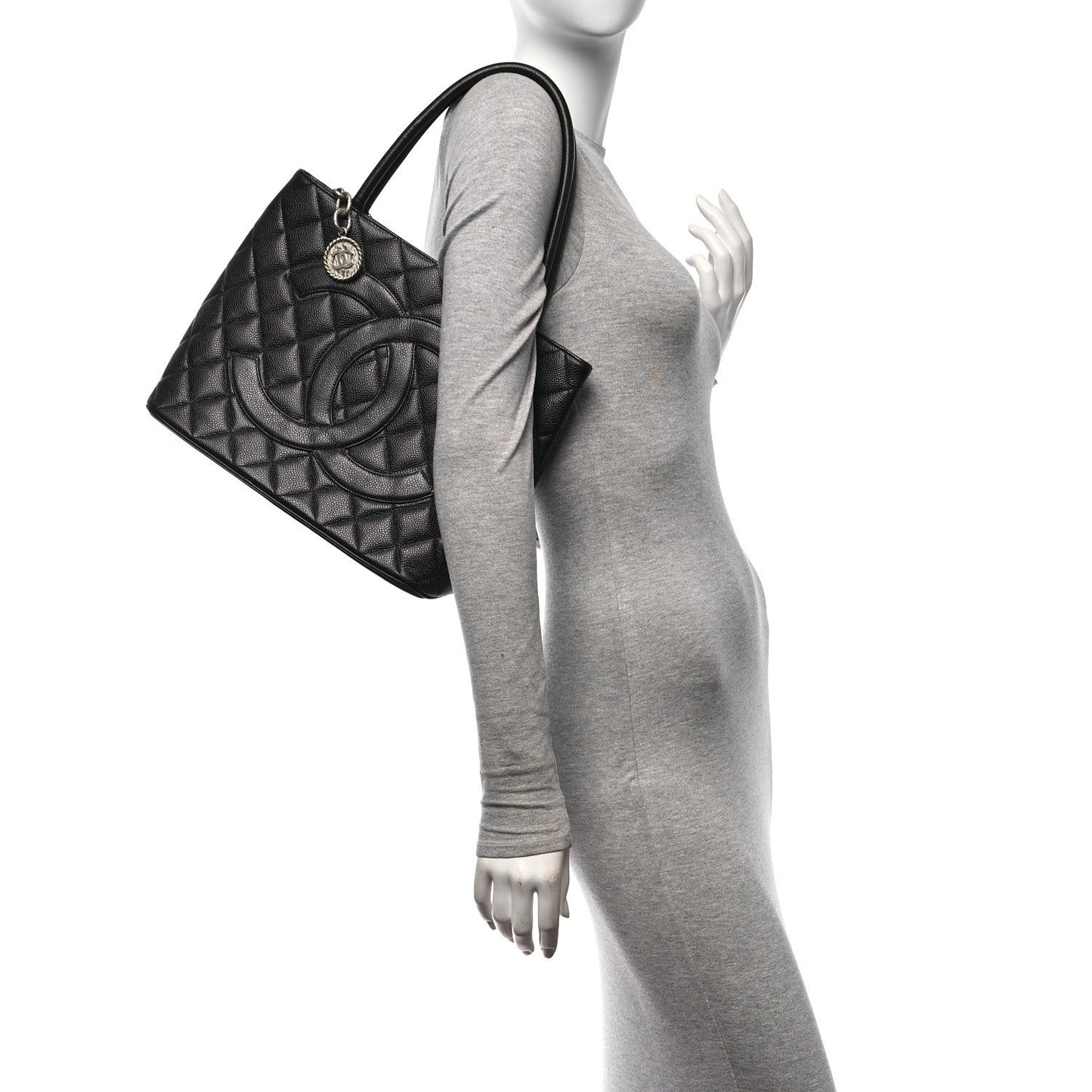 Caviar Quilted Medallion Tote Black
