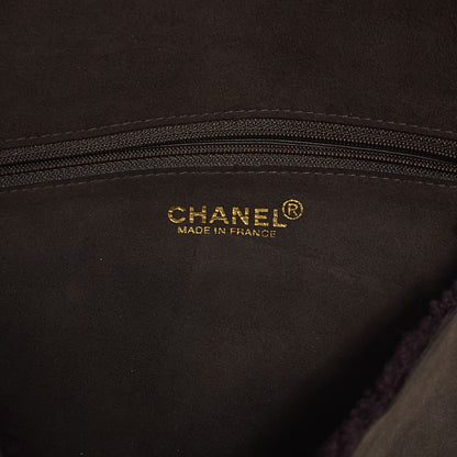 Chanel Suede Shearling Flap Clutch Brown Purple 6 of 8