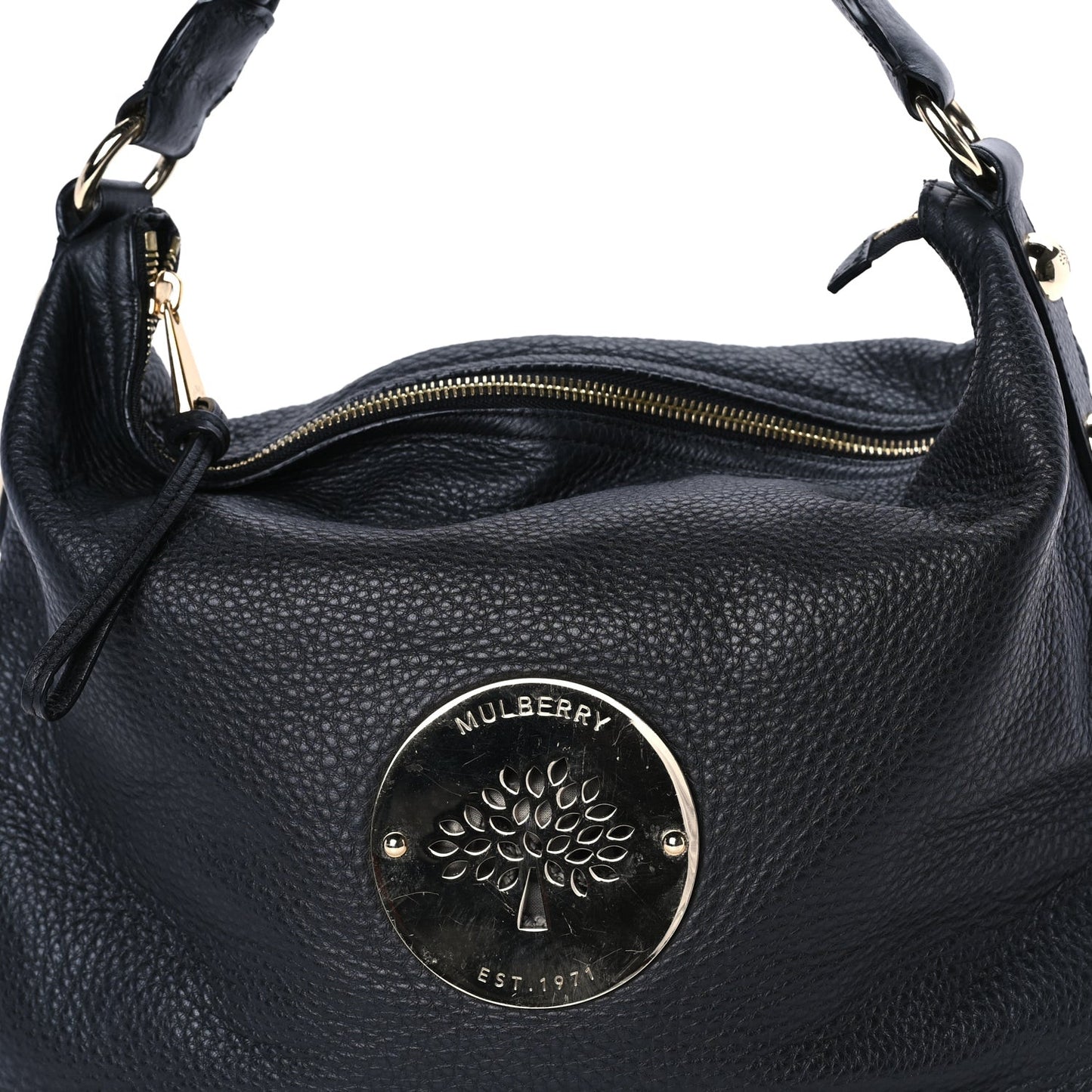 Spongy Pebbled Calfskin Large Daria Hobo Black
