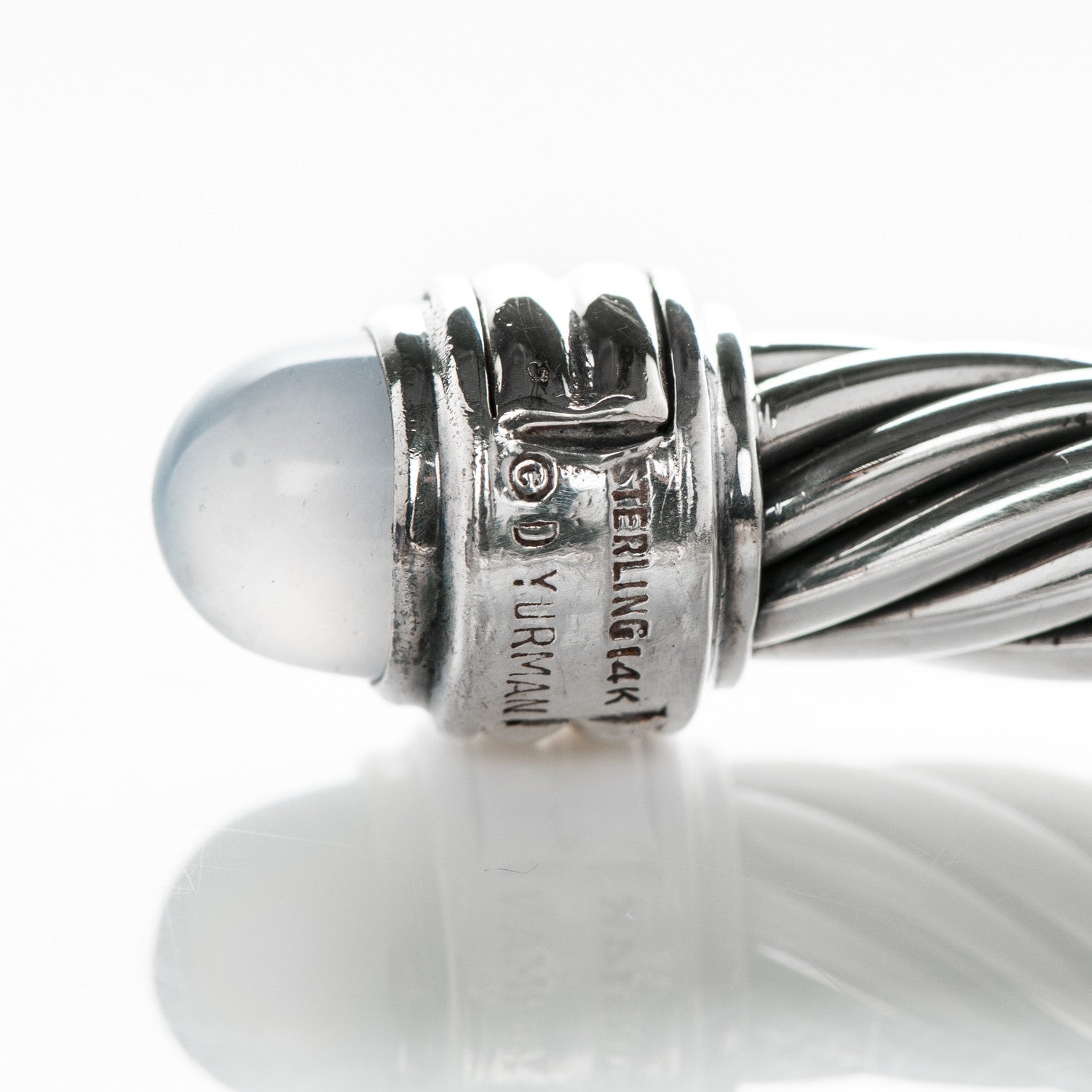 David Yurman Sterling Silver Chalcedony 10mm Cable Classics Bracelet 5 of 5