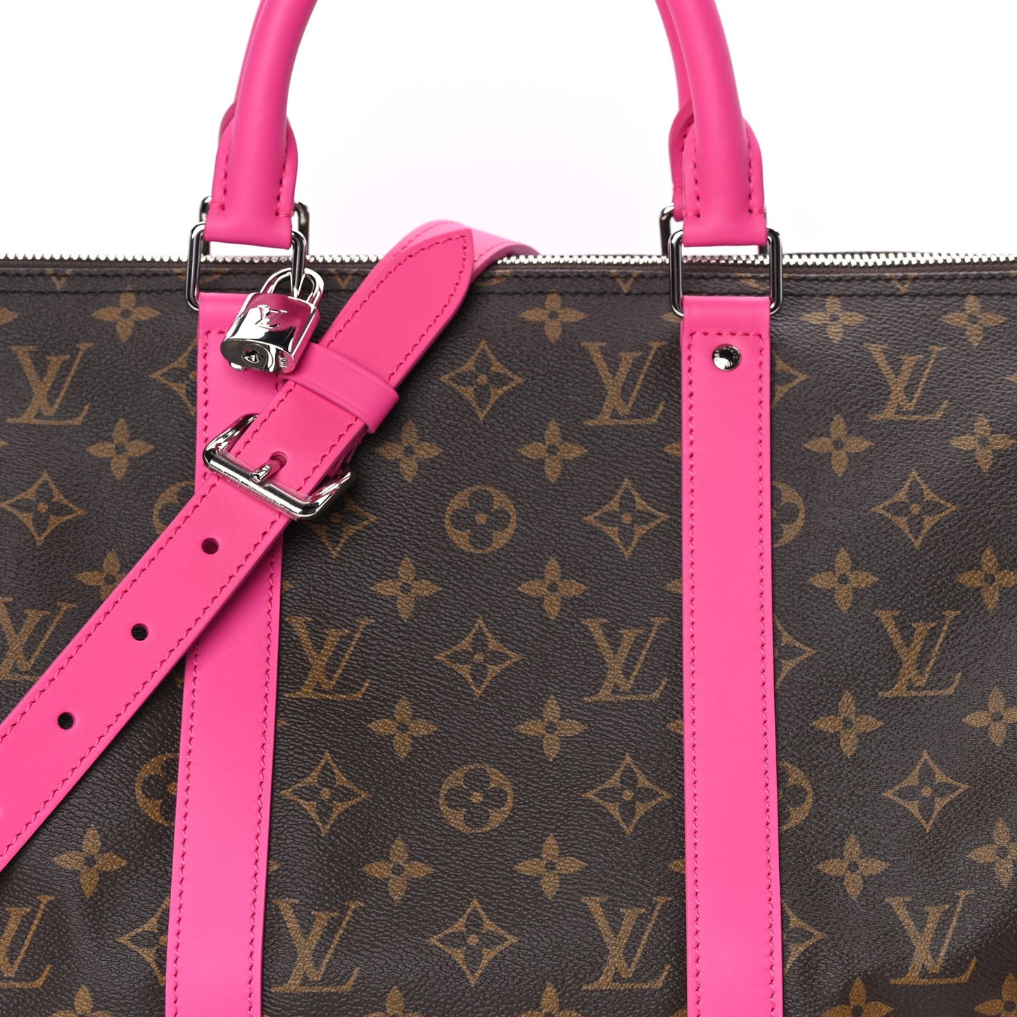 Monogram Macassar Keepall Bandouliere 50 Fuchsia
