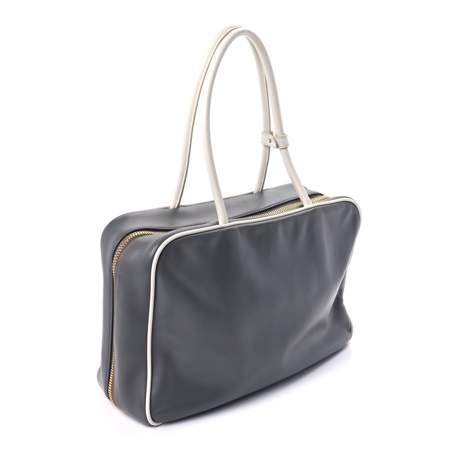 Miu Miu Soft Calf Softy Contrast Large Beau Top Handle Bag Marmo White 2 of 8