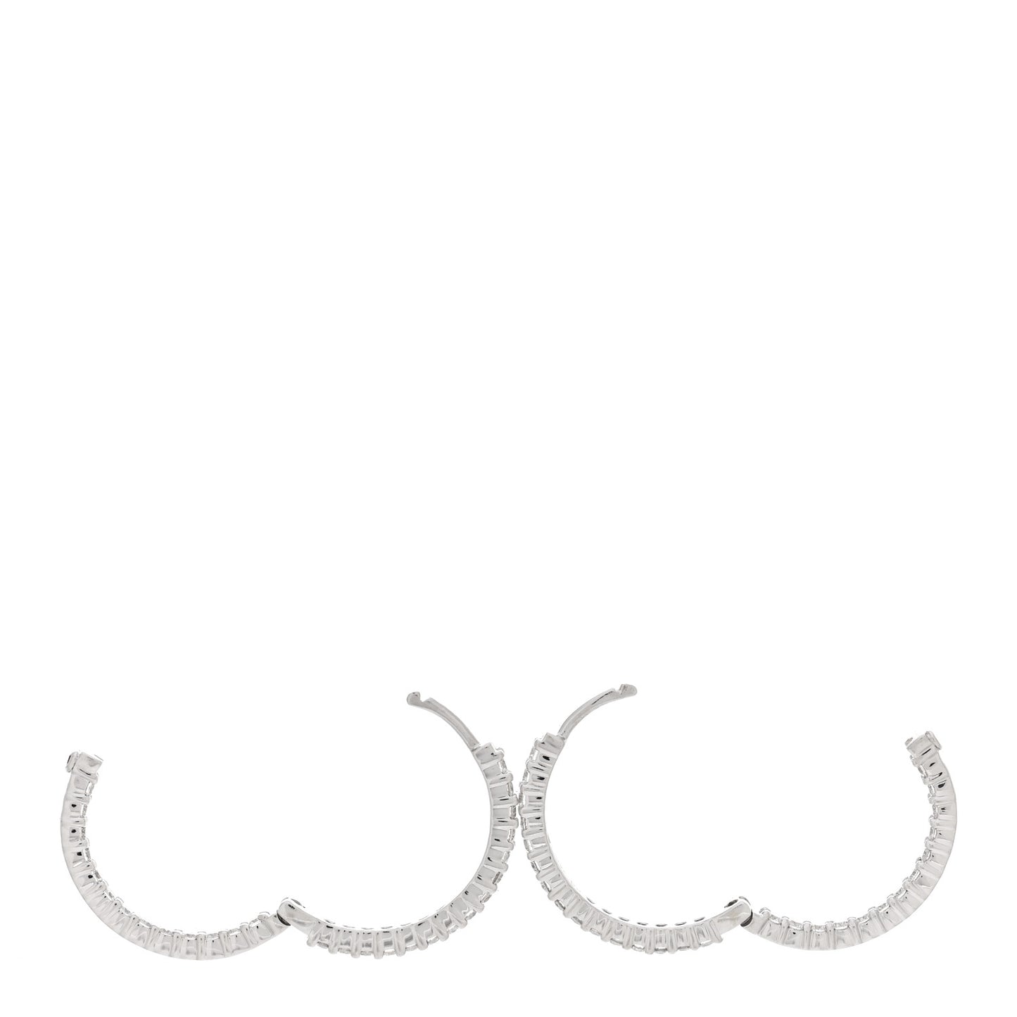 18K White Gold Diamond 1.50ctw Small Inside Outside Hoop Earrings