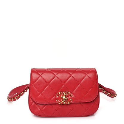 Chanel Lambskin Quilted  19 Waist Bag Red Red 1 of 9