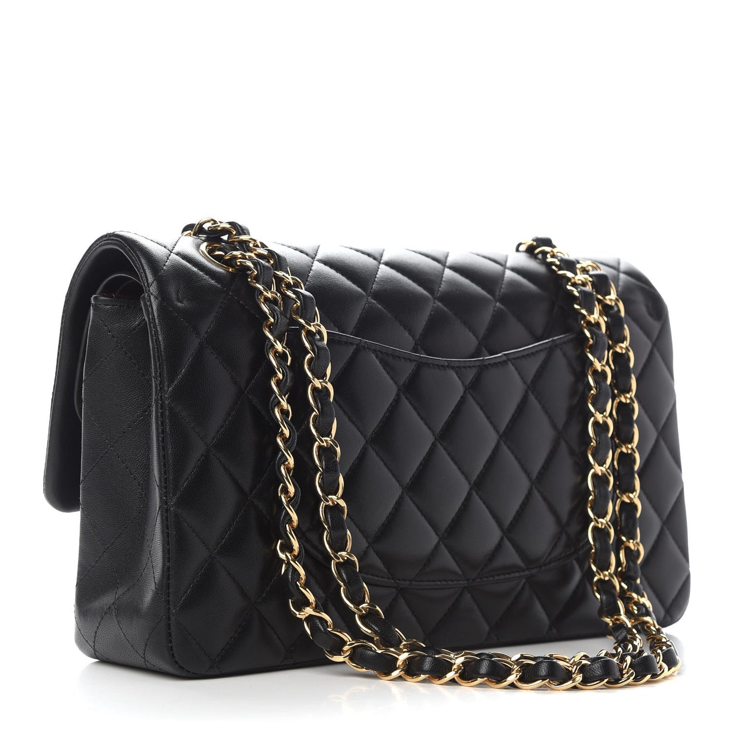 Lambskin Quilted Medium Double Flap Black