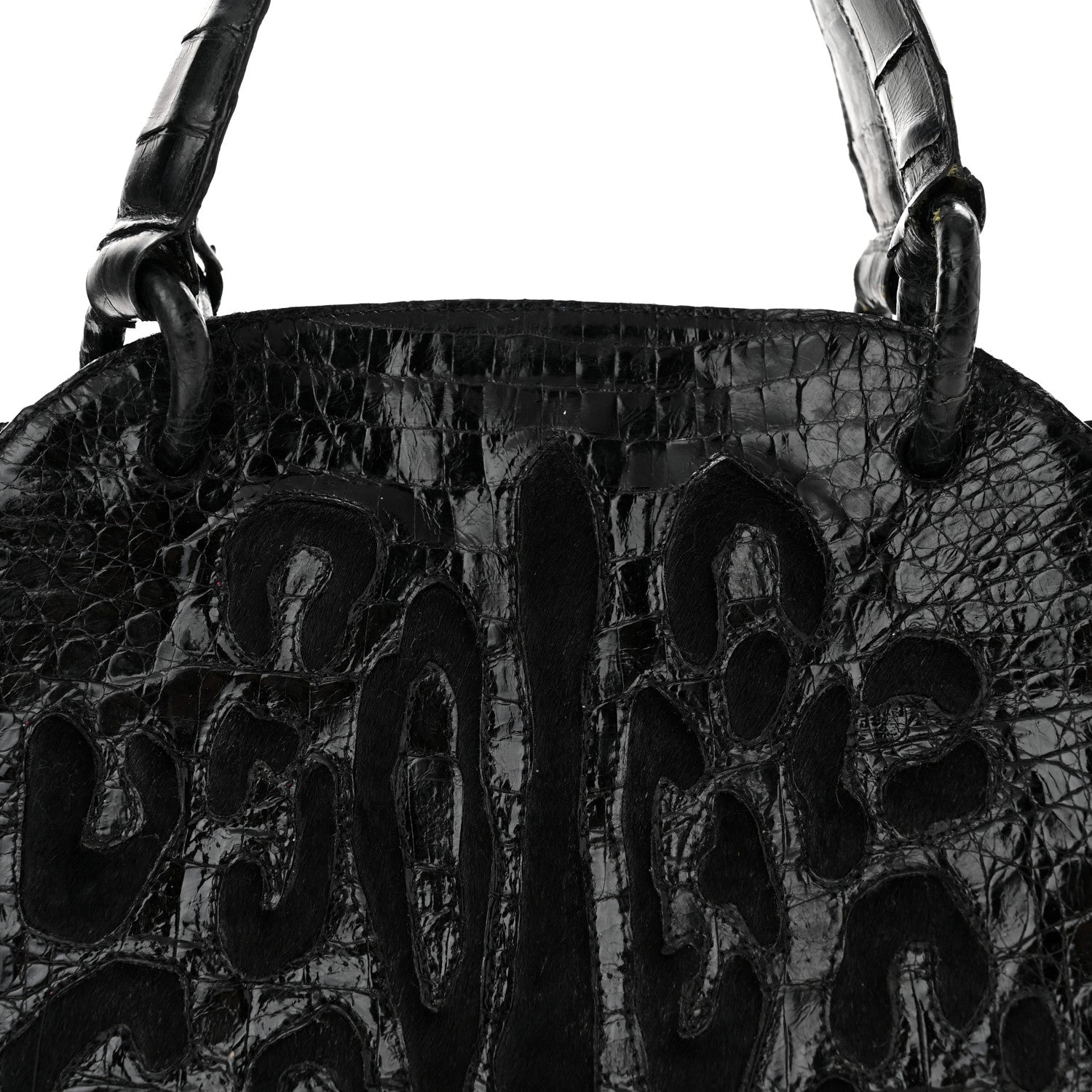 Nancy Gonzalez Crocodile Calf Hair Satchel Black 8 of 10