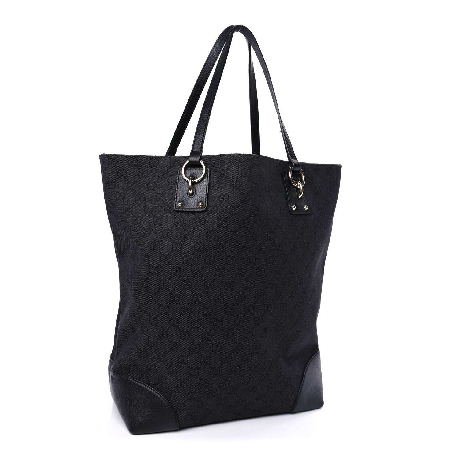 Gucci Denim Monogram Medium Handle Vertical Tote Black 2 of 8