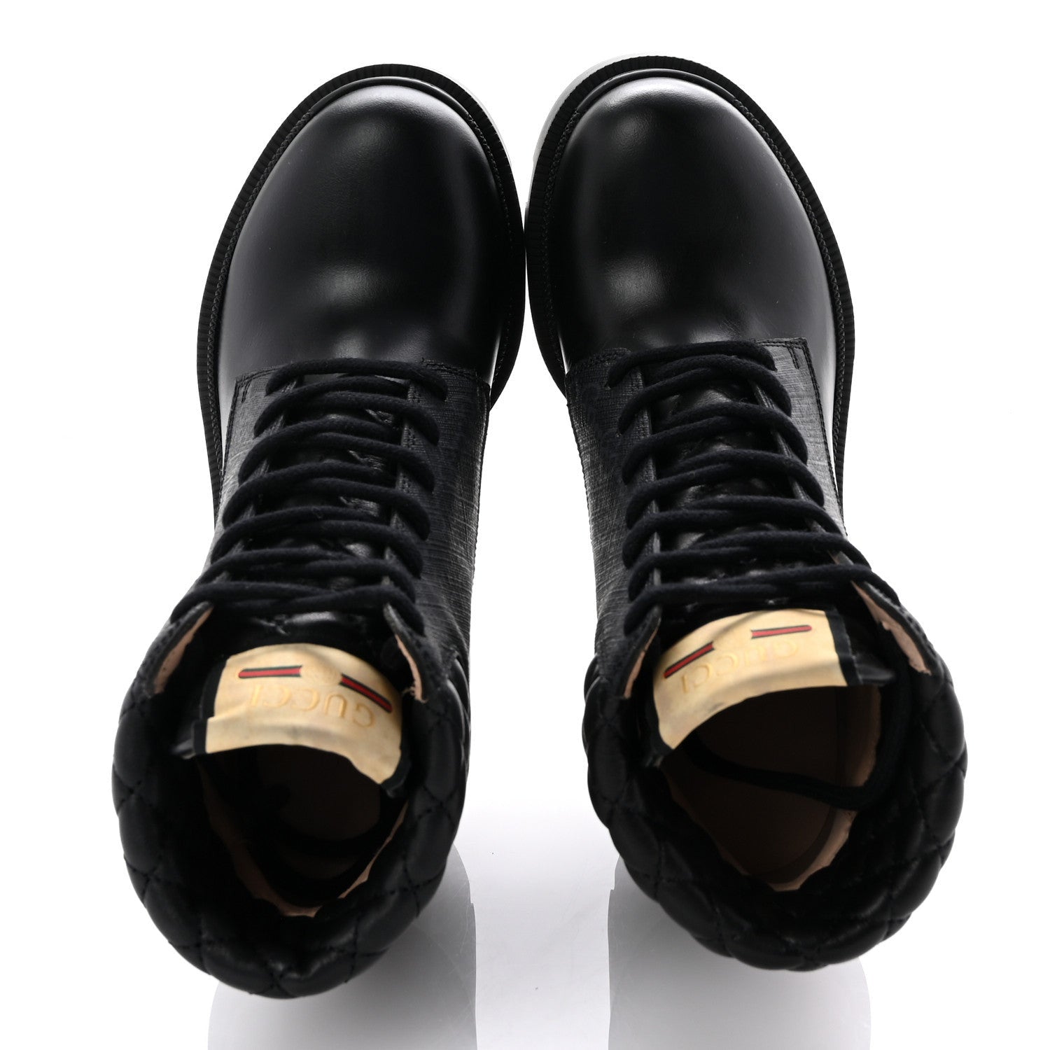 Gucci Apollo Calfskin GG Supreme Nappa Samoa Quilted Lace Up Ankle Boots 35 Black 2 of 7