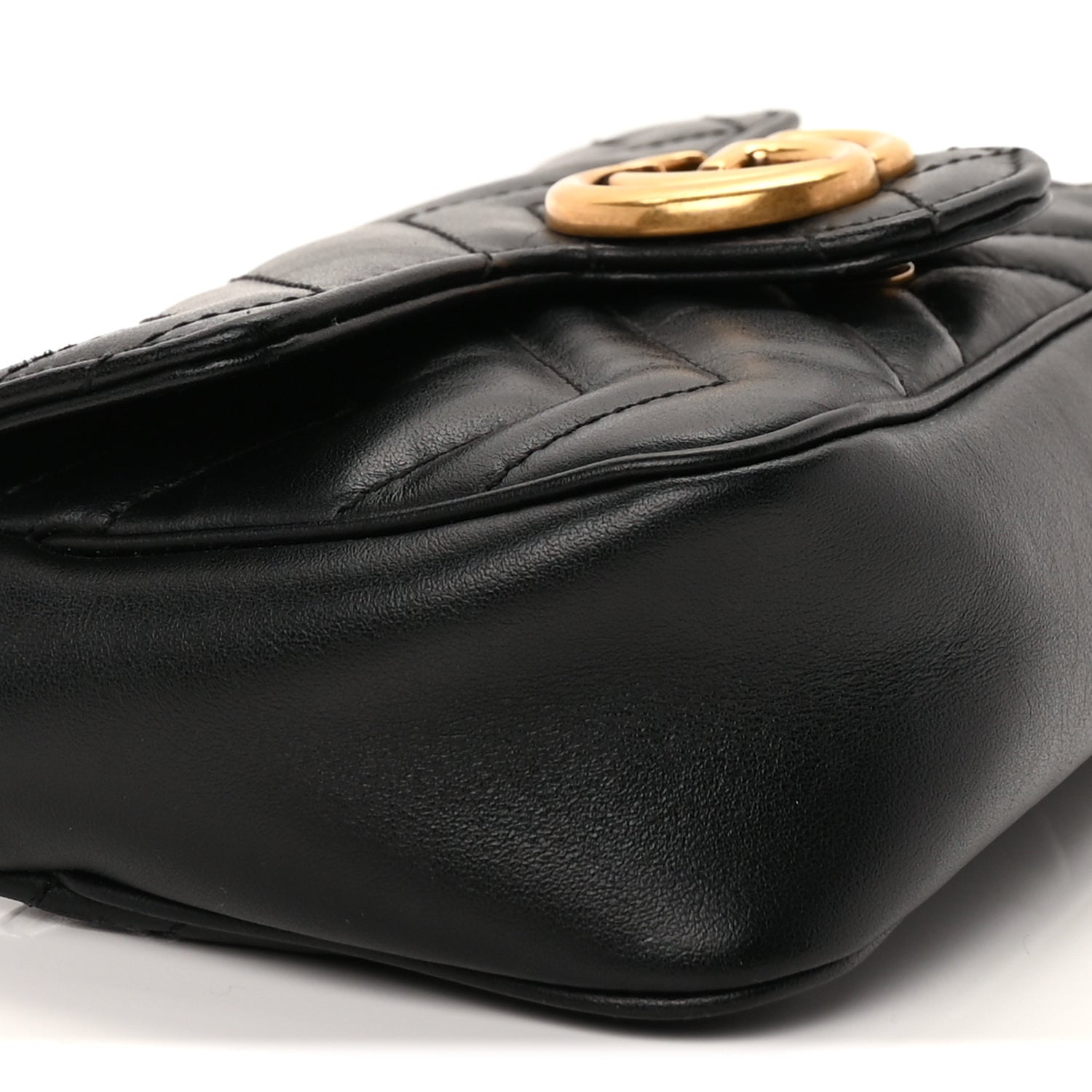 Gucci Calfskin Matelasse Super Mini GG Marmont Shoulder Bag  Black 8 of 8