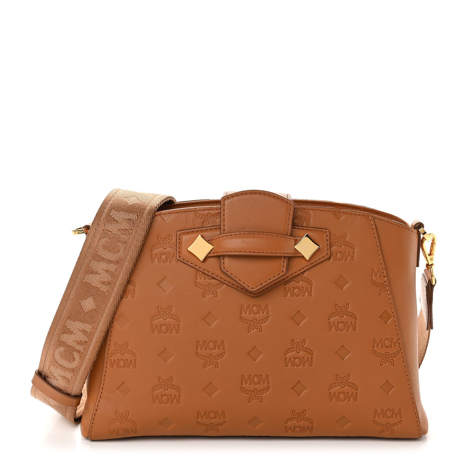 MCM Calfskin Ottomar Essential Crossbody Bag Cognac 1 of 10