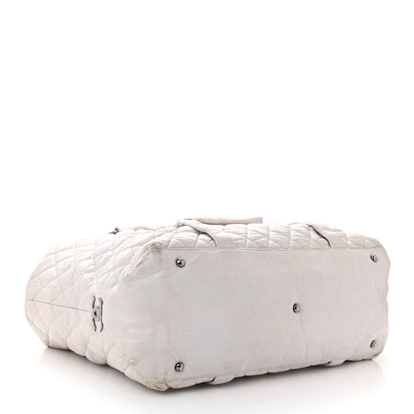 Distressed Lambskin Vintage Ligne Lady Braid XL Tote Beige