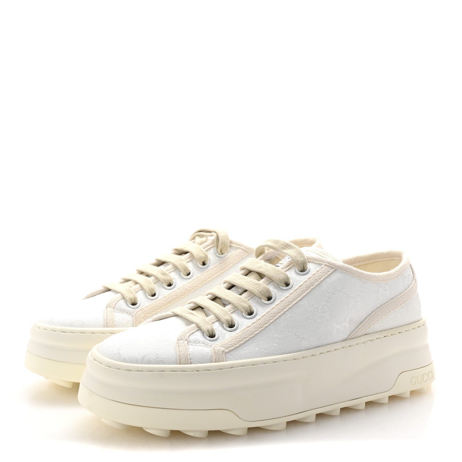 Gucci GG Monogram Womens 1977 Tennis Platform 52mm Sneakers 37 Great White Mystic White 4 of 7