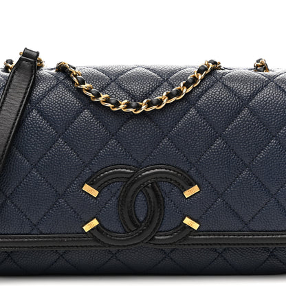 Chanel Caviar Quilted Small CC Filigree Flap Navy Black 8 of 10