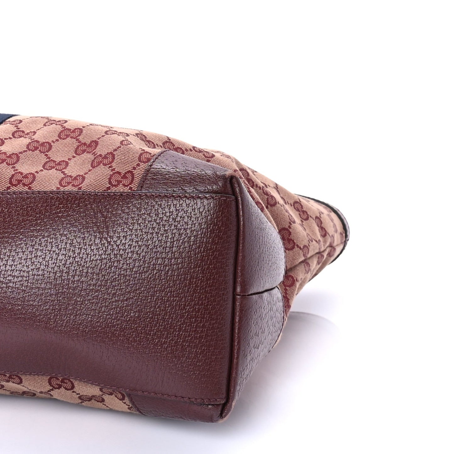 Monogram Textured Dollar Calfskin Web Medium Ophidia Shopping Tote  Sahara Rubino Chardonnay