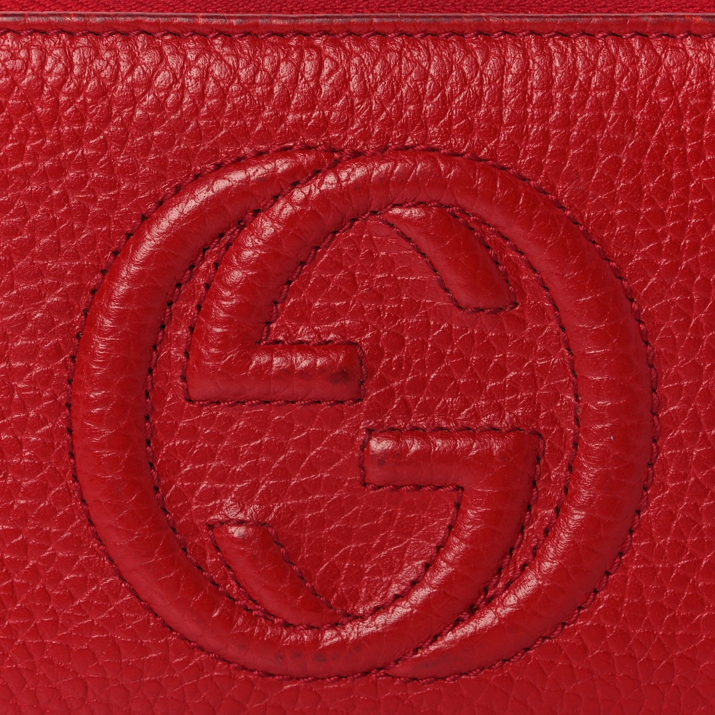 Pebbled Calfskin Soho Zip Around Wallet Red