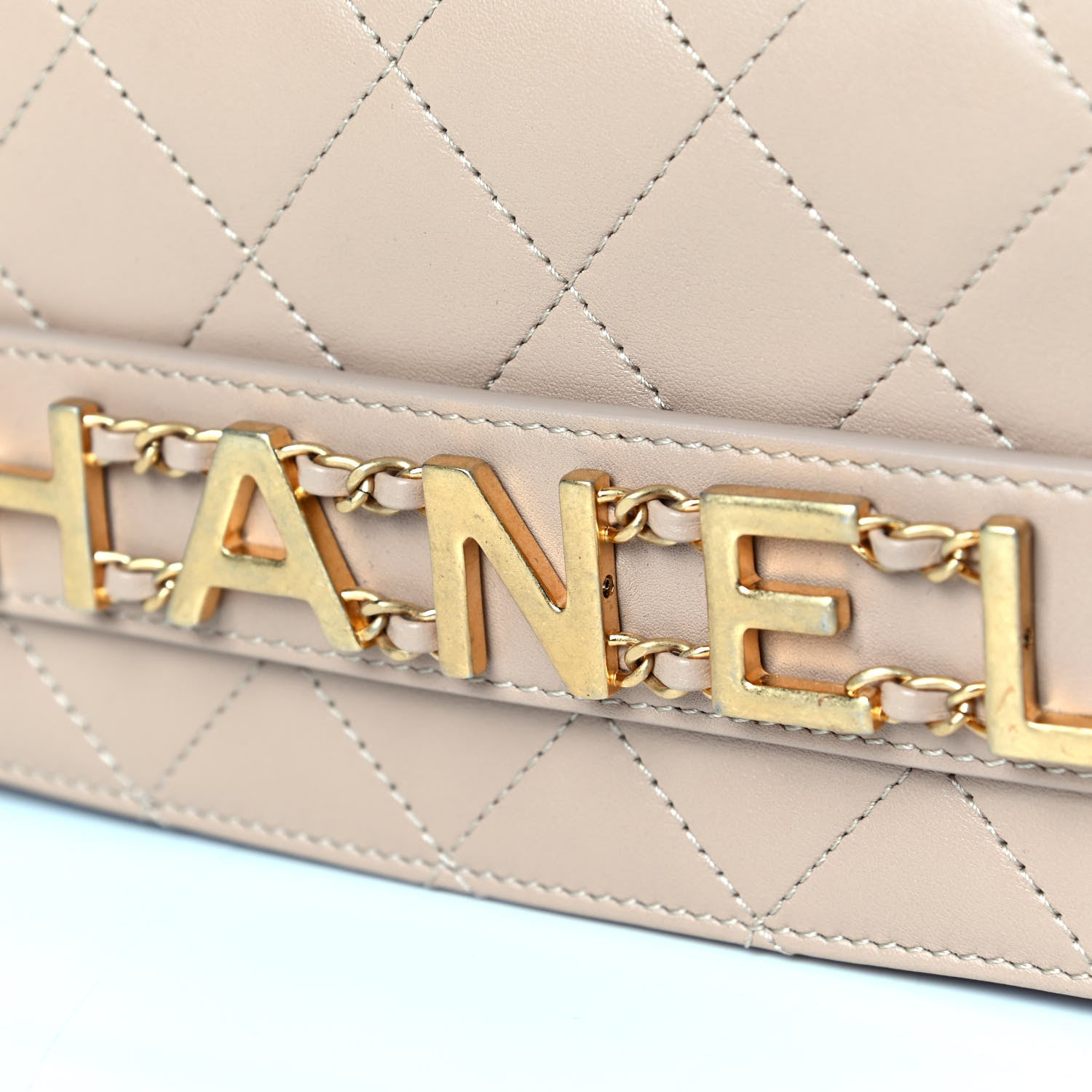 Chanel Calfskin Quilted Small Enchained Flap Beige 6 of 7