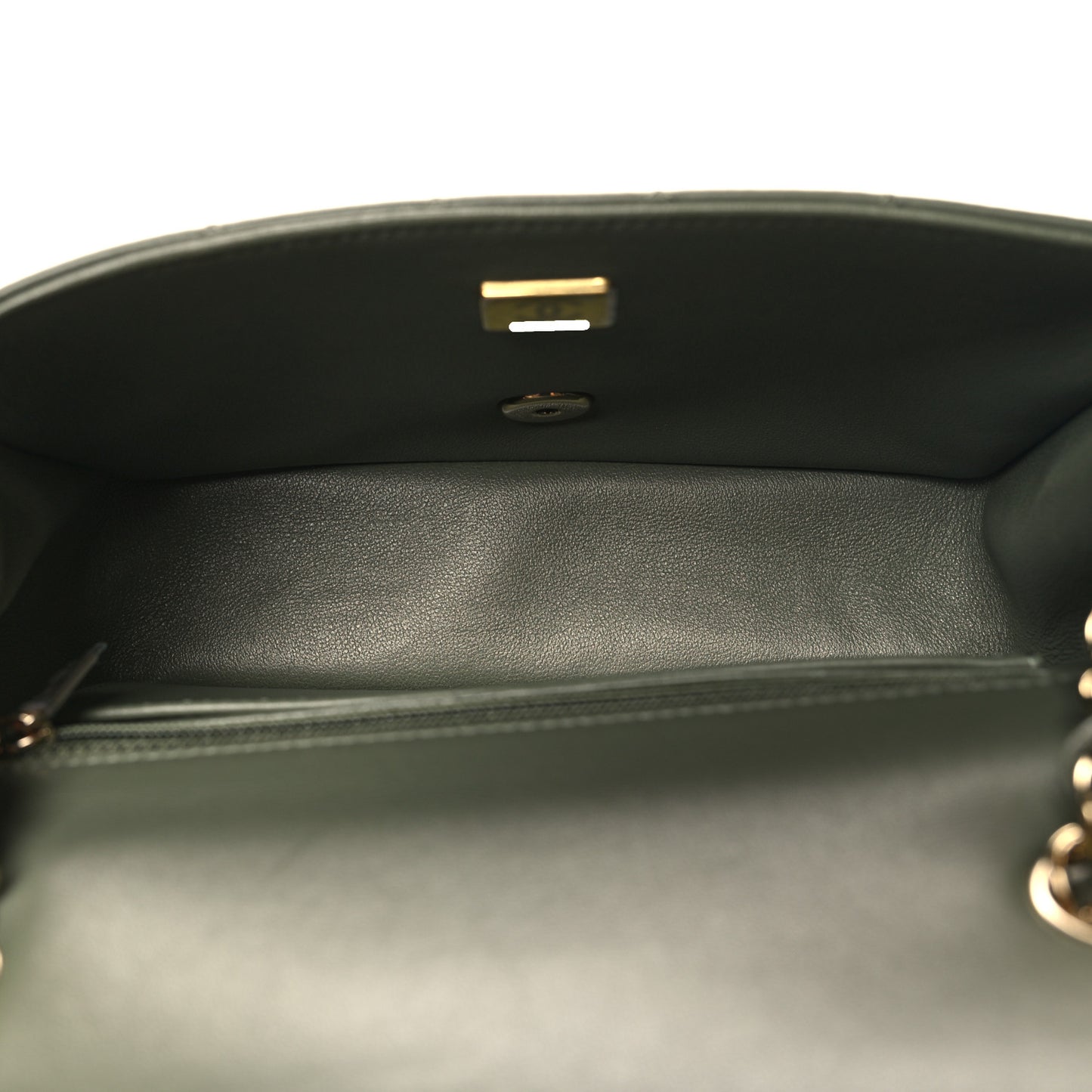 Lambskin Quilted Mini Rectangular Flap Green