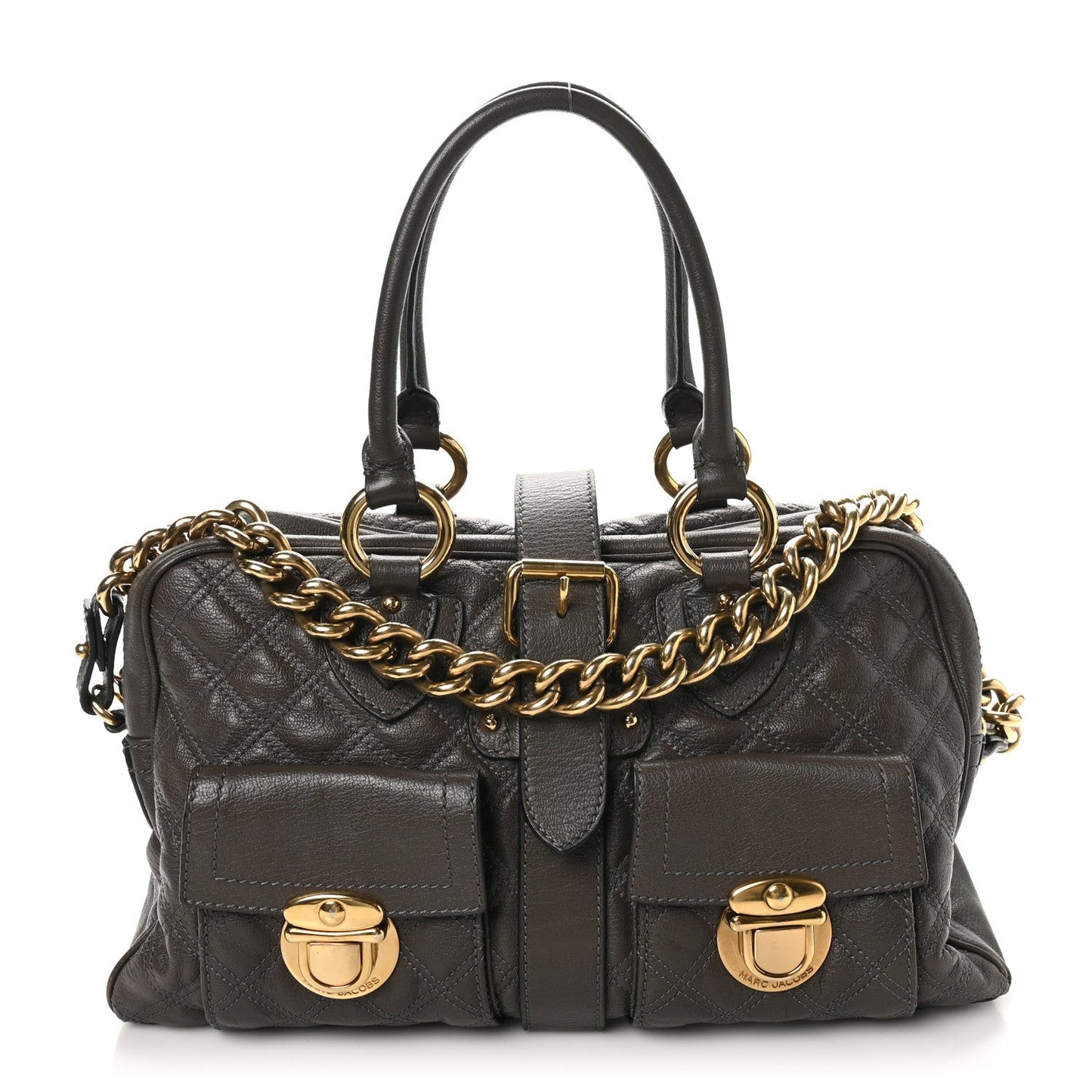 Calfskin Quilted Venetia Satchel Grey