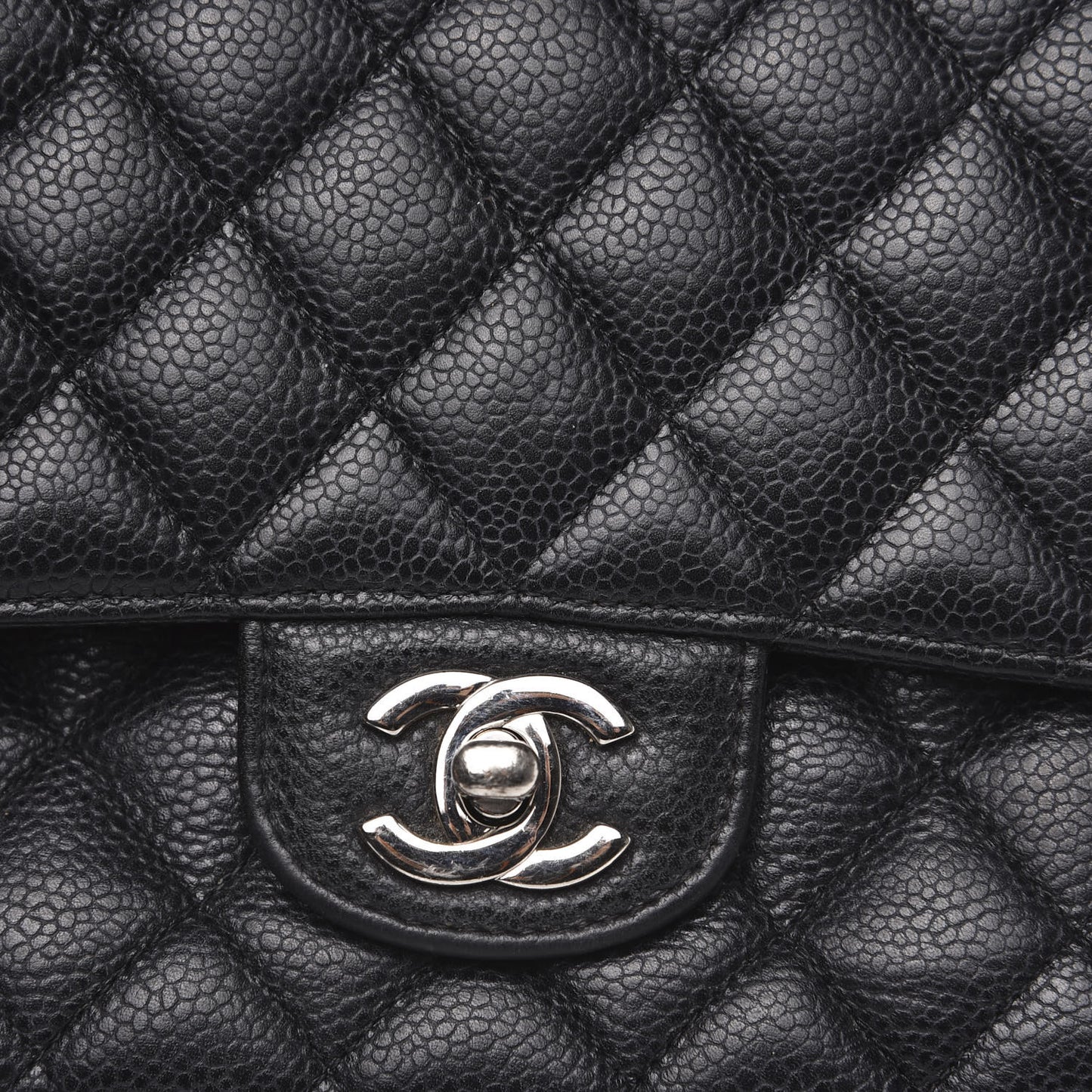Caviar Quilted Medium Double Flap Black