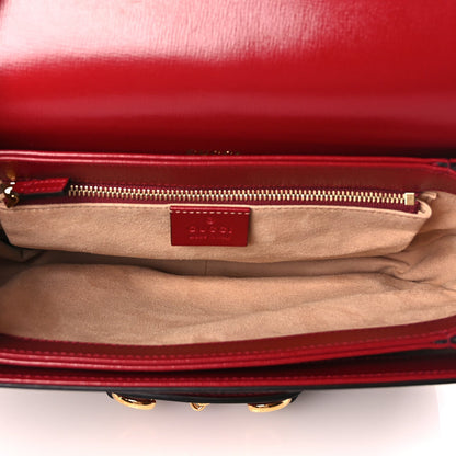 Gucci GG Supreme Monogram Azalea Calfskin Horsebit 1955 Shoulder Bag Beige Ebony New Cherry Red 4 of 10