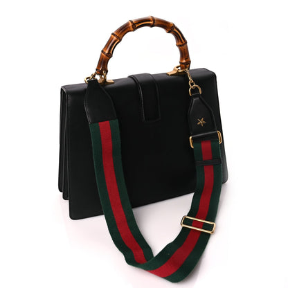 Gucci Calfskin Bamboo Web Large Dionysus Top Handle Bag Black Bright Evergreen Hibiscus Red 2 of 9