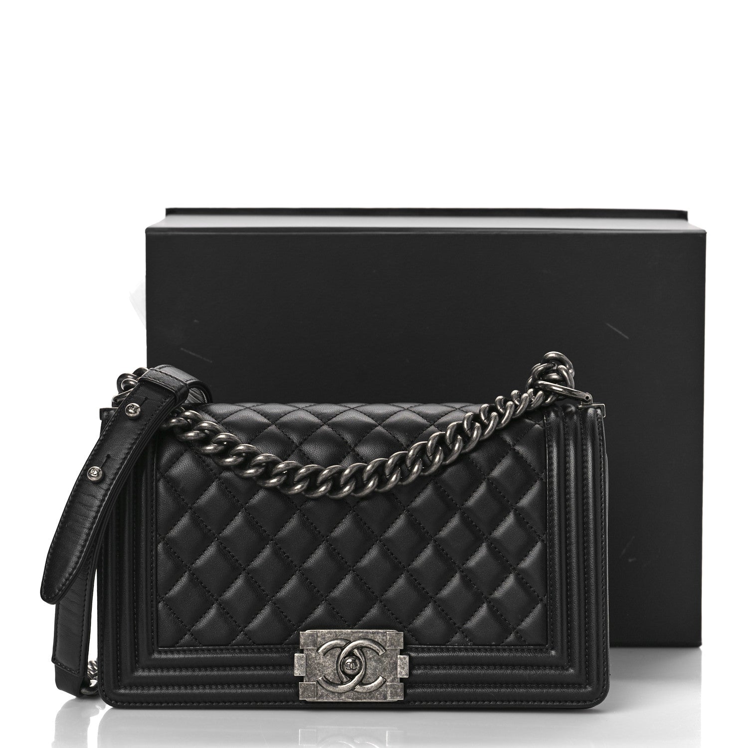 Chanel Lambskin Quilted Medium Boy Flap Black 11 of 11