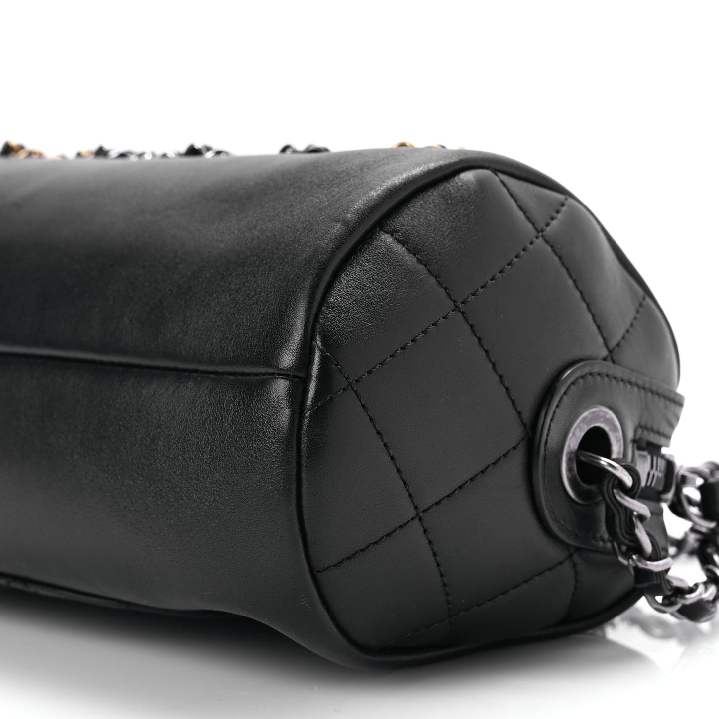 Calfskin Chain 20s Signature Bowling Bag Black