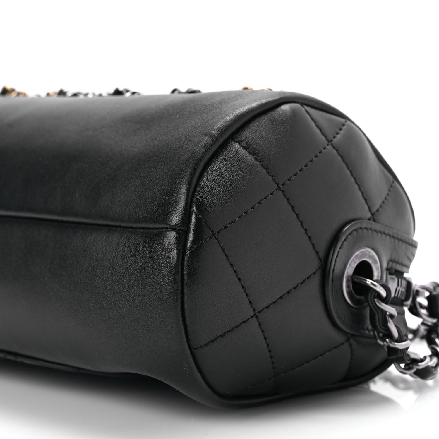 Chanel Calfskin Chain 20s Signature Bowling Bag Black 10 of 10