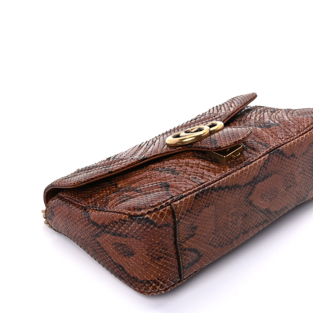 Python Matelasse Small GG Marmont Shoulder Bag Brown
